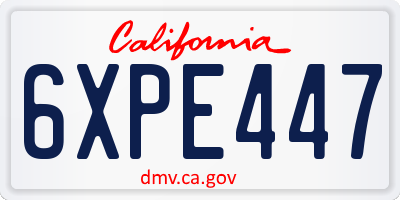 CA license plate 6XPE447