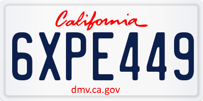 CA license plate 6XPE449