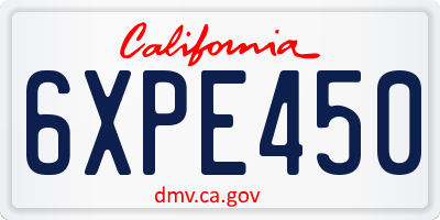 CA license plate 6XPE450