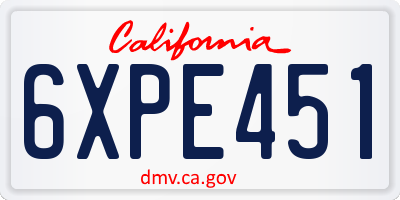 CA license plate 6XPE451