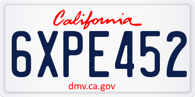 CA license plate 6XPE452