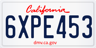 CA license plate 6XPE453