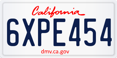 CA license plate 6XPE454