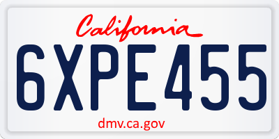 CA license plate 6XPE455