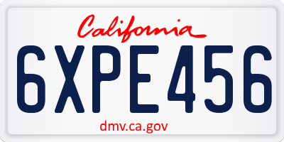 CA license plate 6XPE456