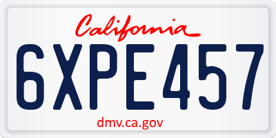 CA license plate 6XPE457