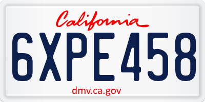 CA license plate 6XPE458
