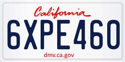 CA license plate 6XPE460