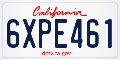 CA license plate 6XPE461