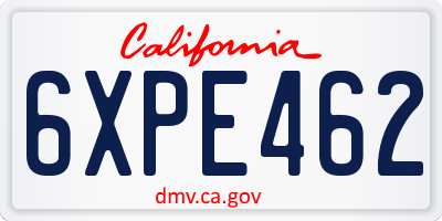 CA license plate 6XPE462