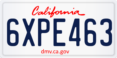 CA license plate 6XPE463