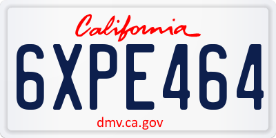 CA license plate 6XPE464