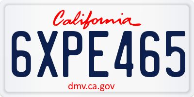 CA license plate 6XPE465