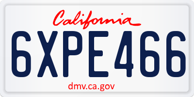 CA license plate 6XPE466