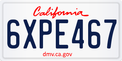 CA license plate 6XPE467