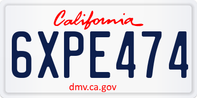 CA license plate 6XPE474