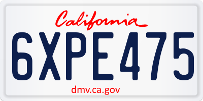 CA license plate 6XPE475