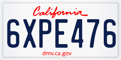 CA license plate 6XPE476