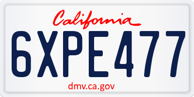 CA license plate 6XPE477