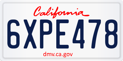 CA license plate 6XPE478