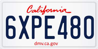 CA license plate 6XPE480