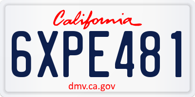 CA license plate 6XPE481