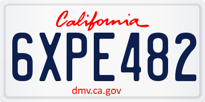 CA license plate 6XPE482