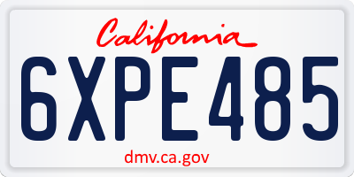 CA license plate 6XPE485
