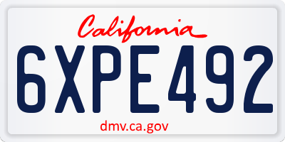 CA license plate 6XPE492