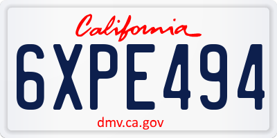 CA license plate 6XPE494