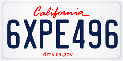 CA license plate 6XPE496