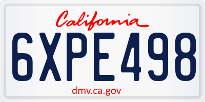 CA license plate 6XPE498