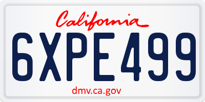 CA license plate 6XPE499