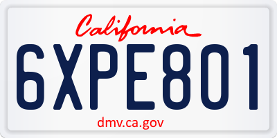 CA license plate 6XPE801