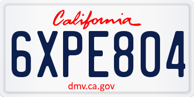 CA license plate 6XPE804
