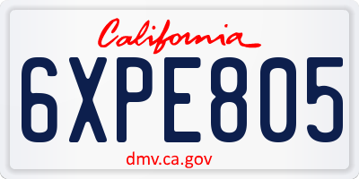 CA license plate 6XPE805