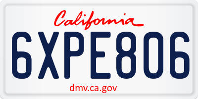 CA license plate 6XPE806