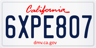 CA license plate 6XPE807