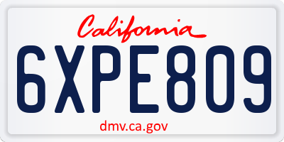 CA license plate 6XPE809
