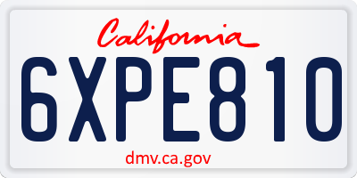 CA license plate 6XPE810
