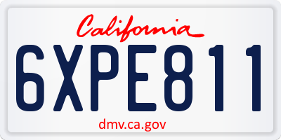 CA license plate 6XPE811