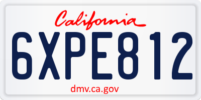 CA license plate 6XPE812
