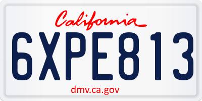 CA license plate 6XPE813
