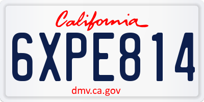 CA license plate 6XPE814