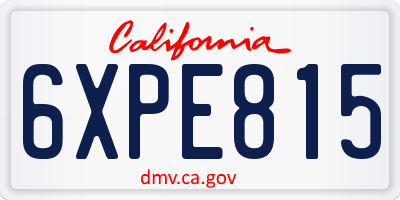 CA license plate 6XPE815