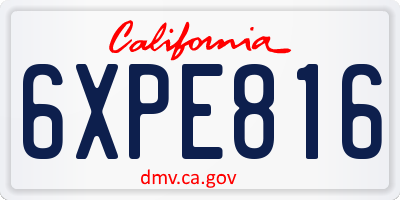 CA license plate 6XPE816