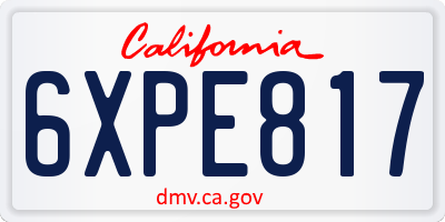 CA license plate 6XPE817