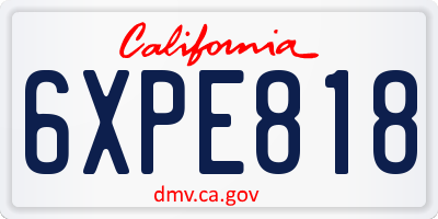 CA license plate 6XPE818