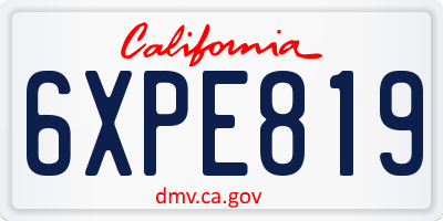 CA license plate 6XPE819