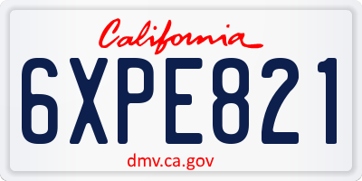 CA license plate 6XPE821